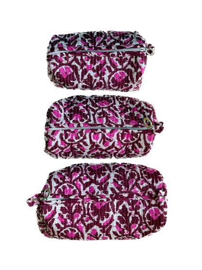 Pink Maroon Floral – Utility Pouch Pack of 3