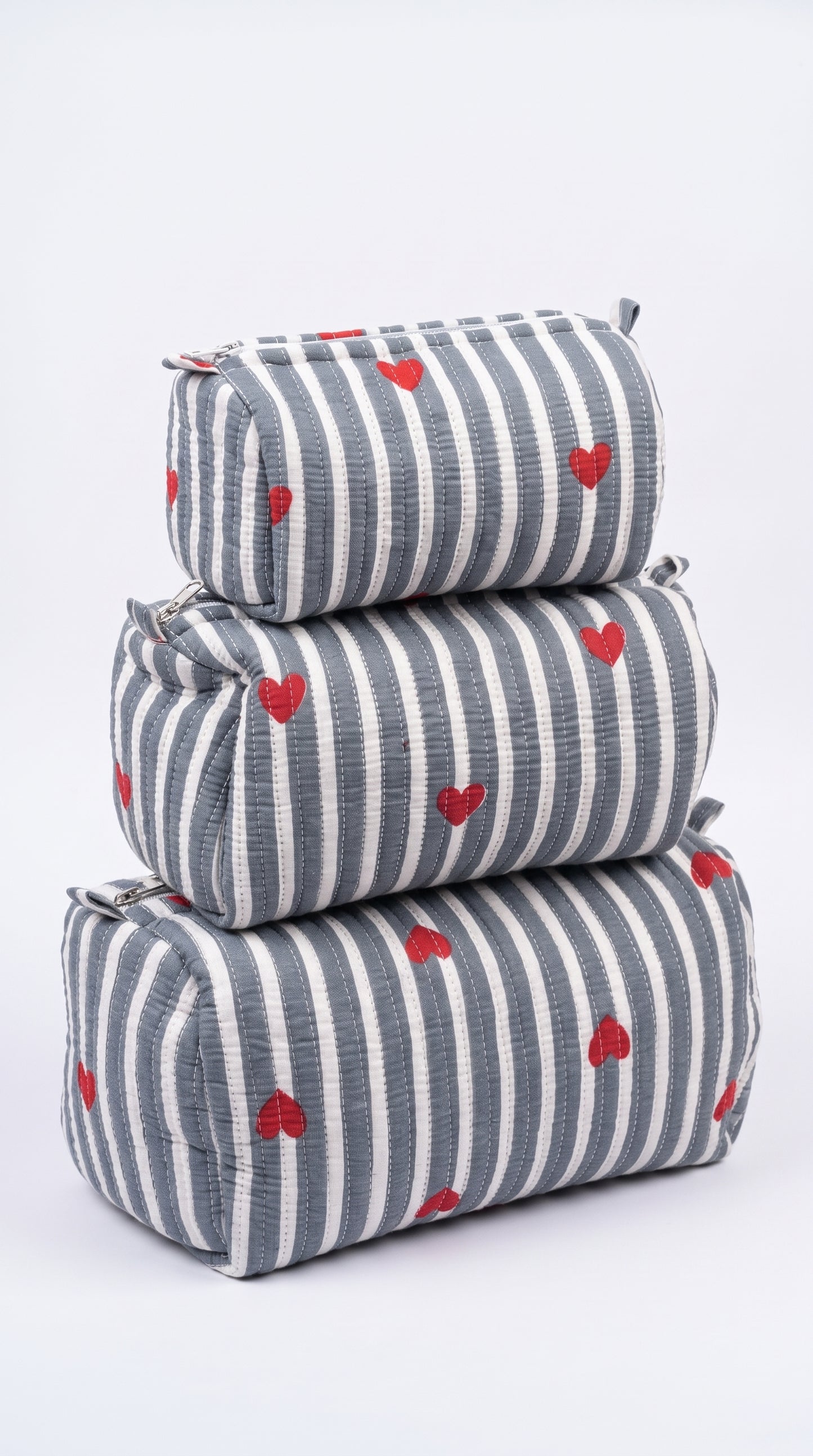 Grey Heart - Utility Pouch Pack of 3