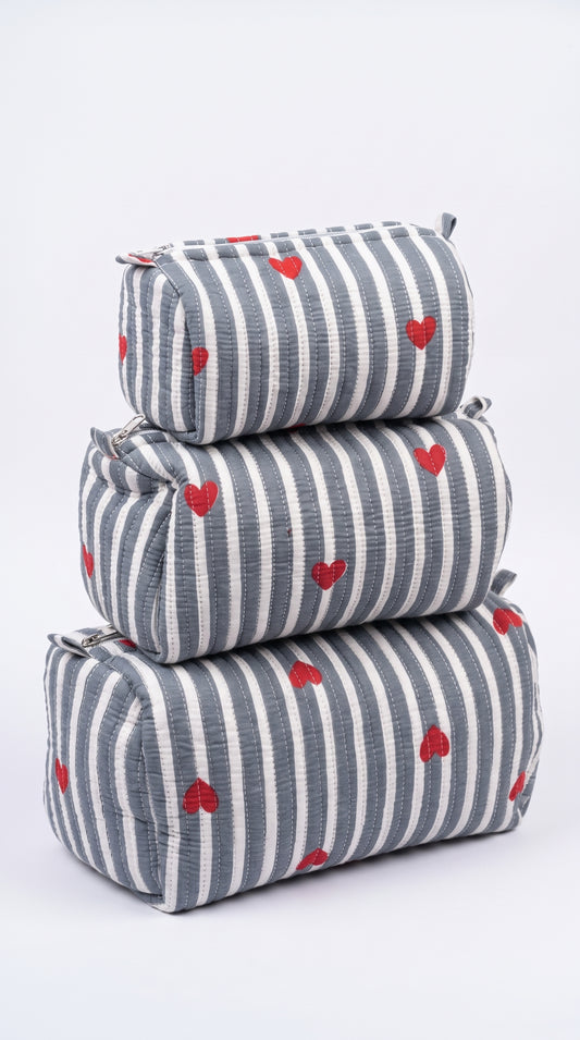 Grey Heart - Utility Pouch Pack of 3