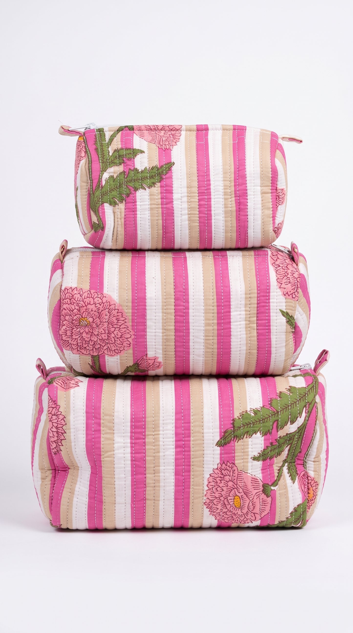 Pink Pop Stripes - Tote & 3 Pouch Set 19X15