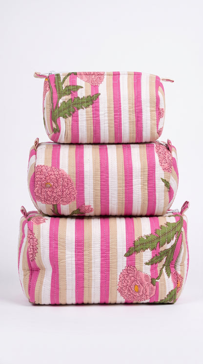 Pink Pop Stripes - Tote & 3 Pouch Set 19X15
