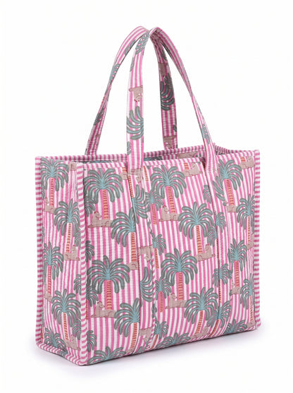 Green Palm Tree Stripes – Wander Tote Bag 18x18