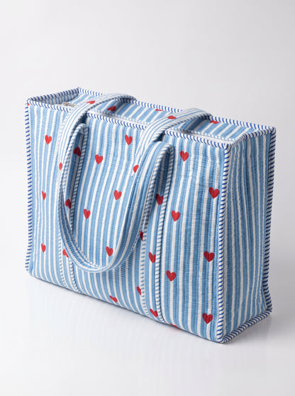 Blueberry Heart - Tote & 3 Pouch Set 19X15