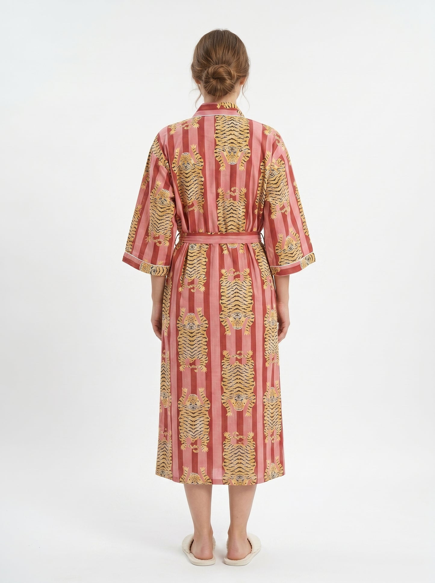 Tiger Maroon Stripes  – Women’s Cotton Kimono