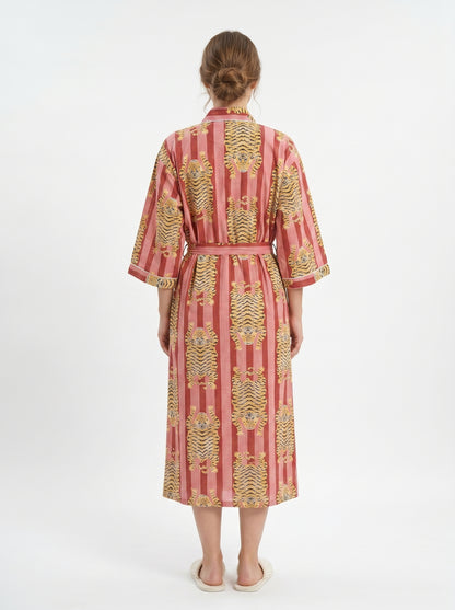 Tiger Maroon Stripes  – Women’s Cotton Kimono