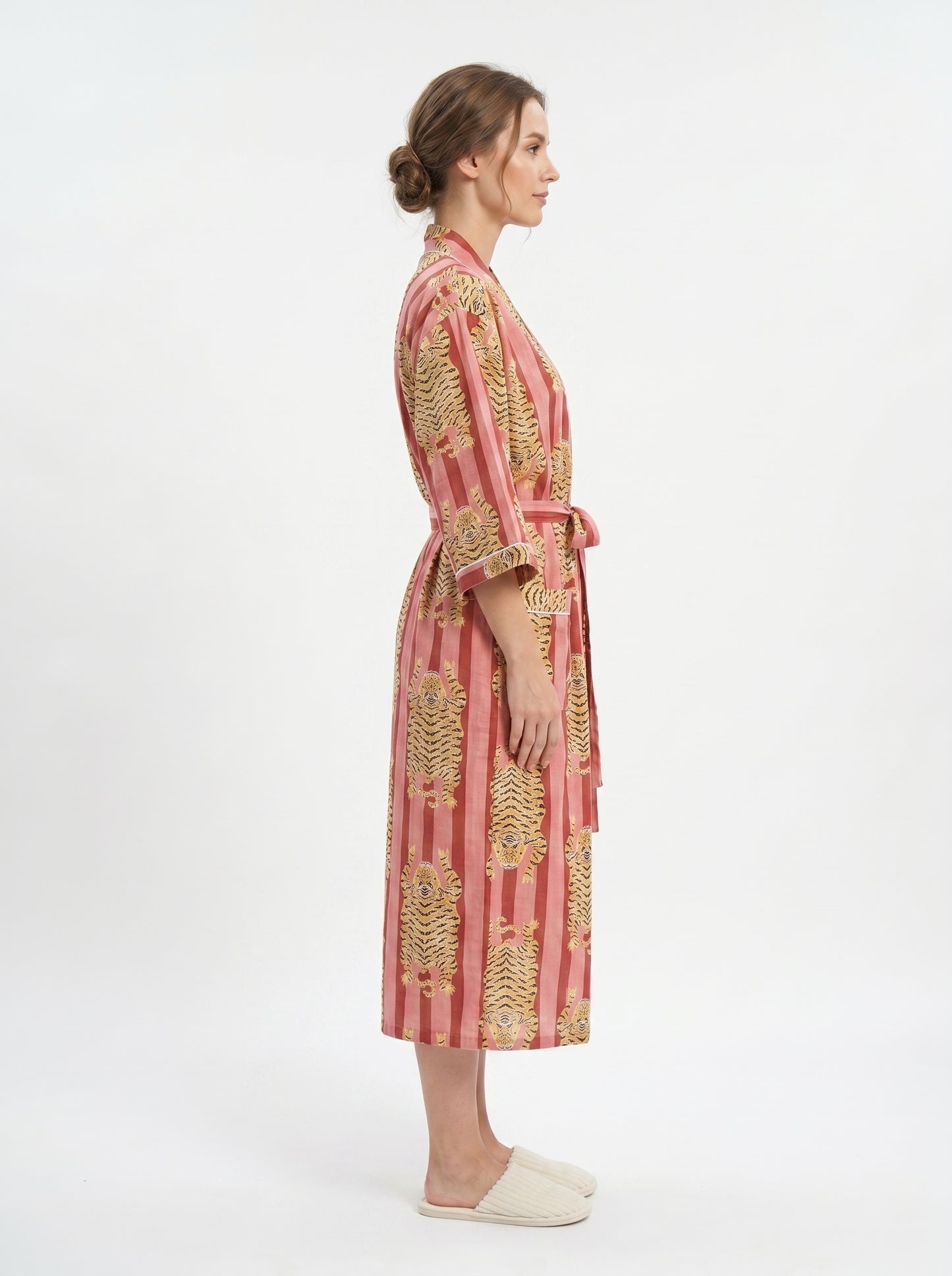 Tiger Maroon Stripes  – Women’s Cotton Kimono