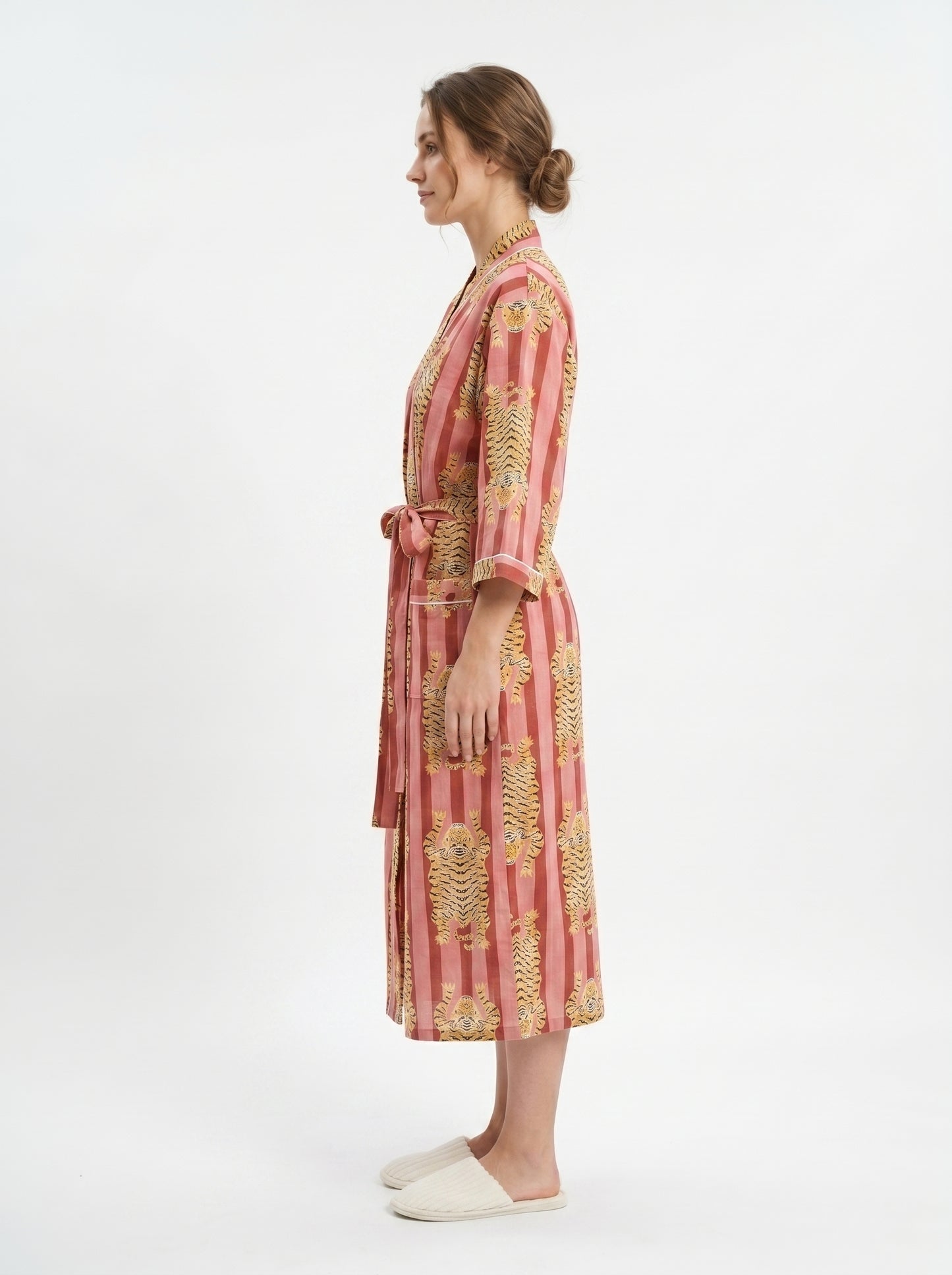 Tiger Maroon Stripes  – Women’s Cotton Kimono