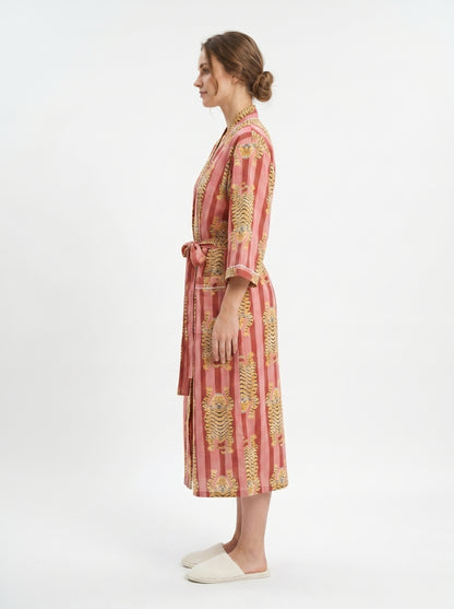 Tiger Maroon Stripes  – Women’s Cotton Kimono