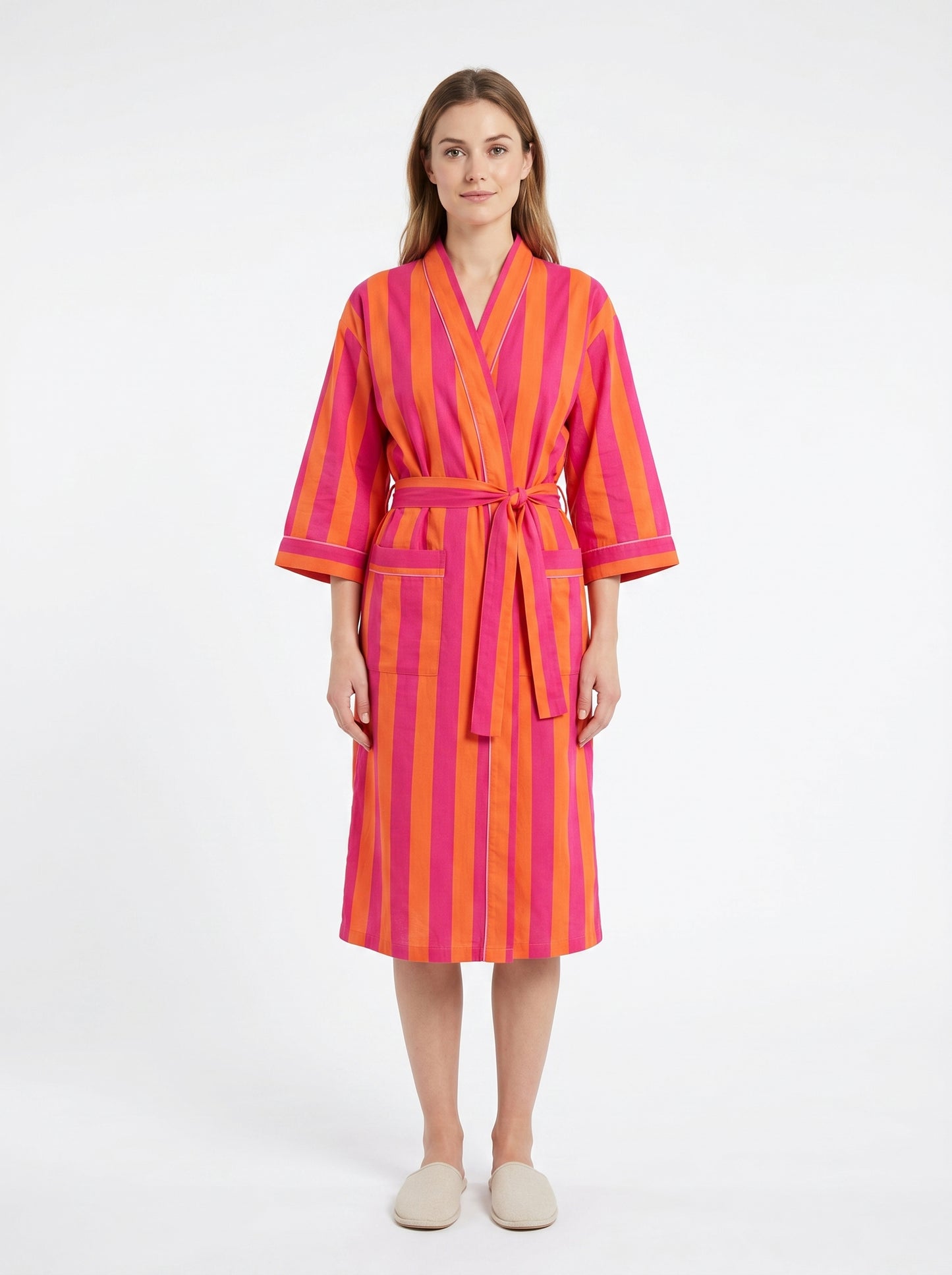 Orange Stripes – Women’s Cotton Kimono
