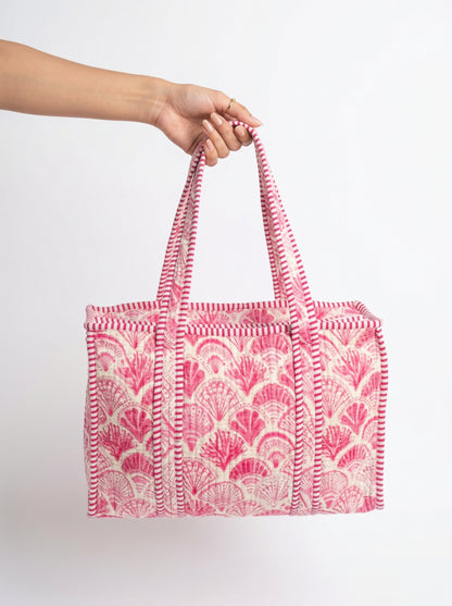 Pink Shell - Quilted Tote & Pouch Set