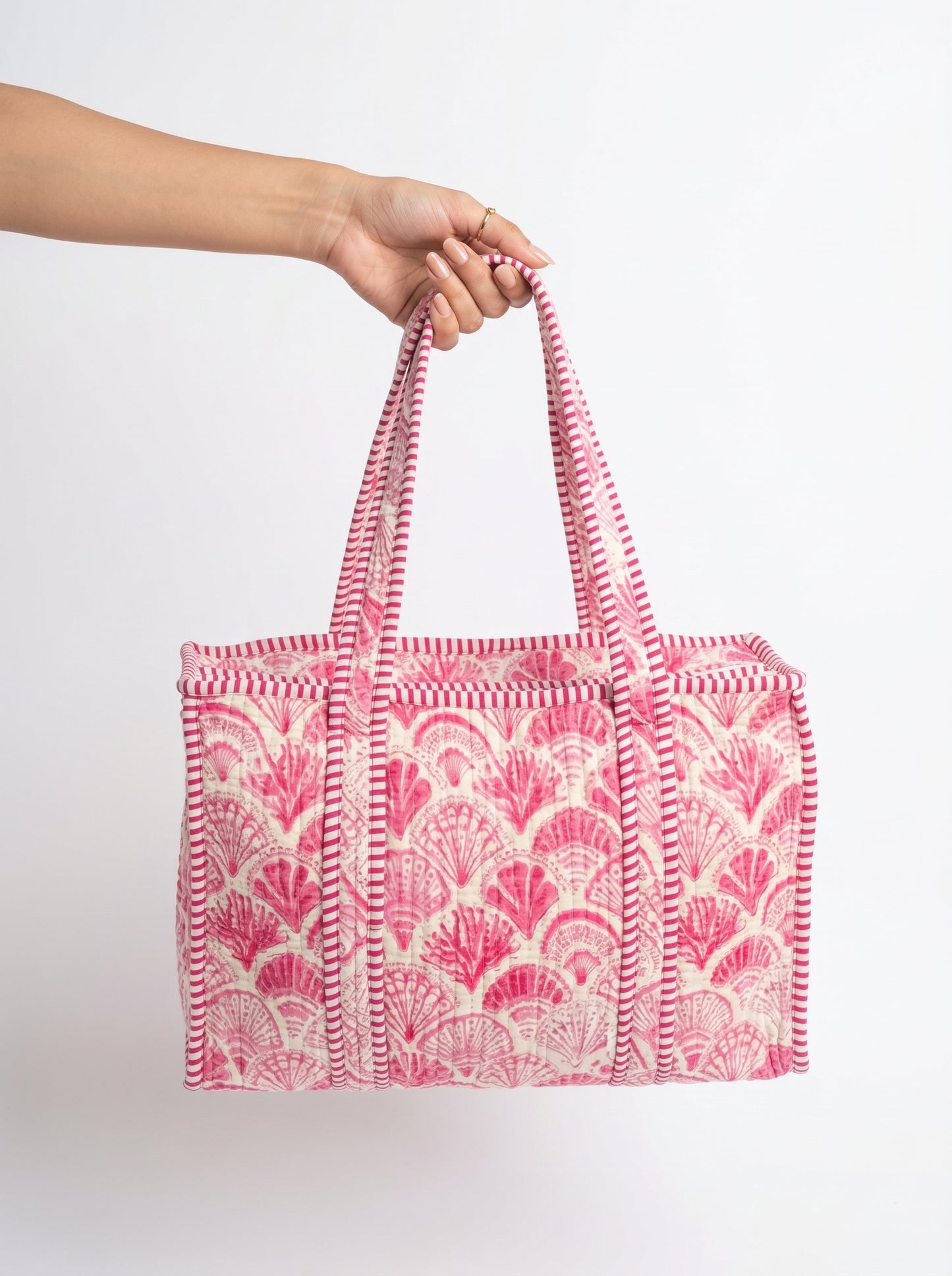 Pink Shell – Quilted Tote & Pouch Set