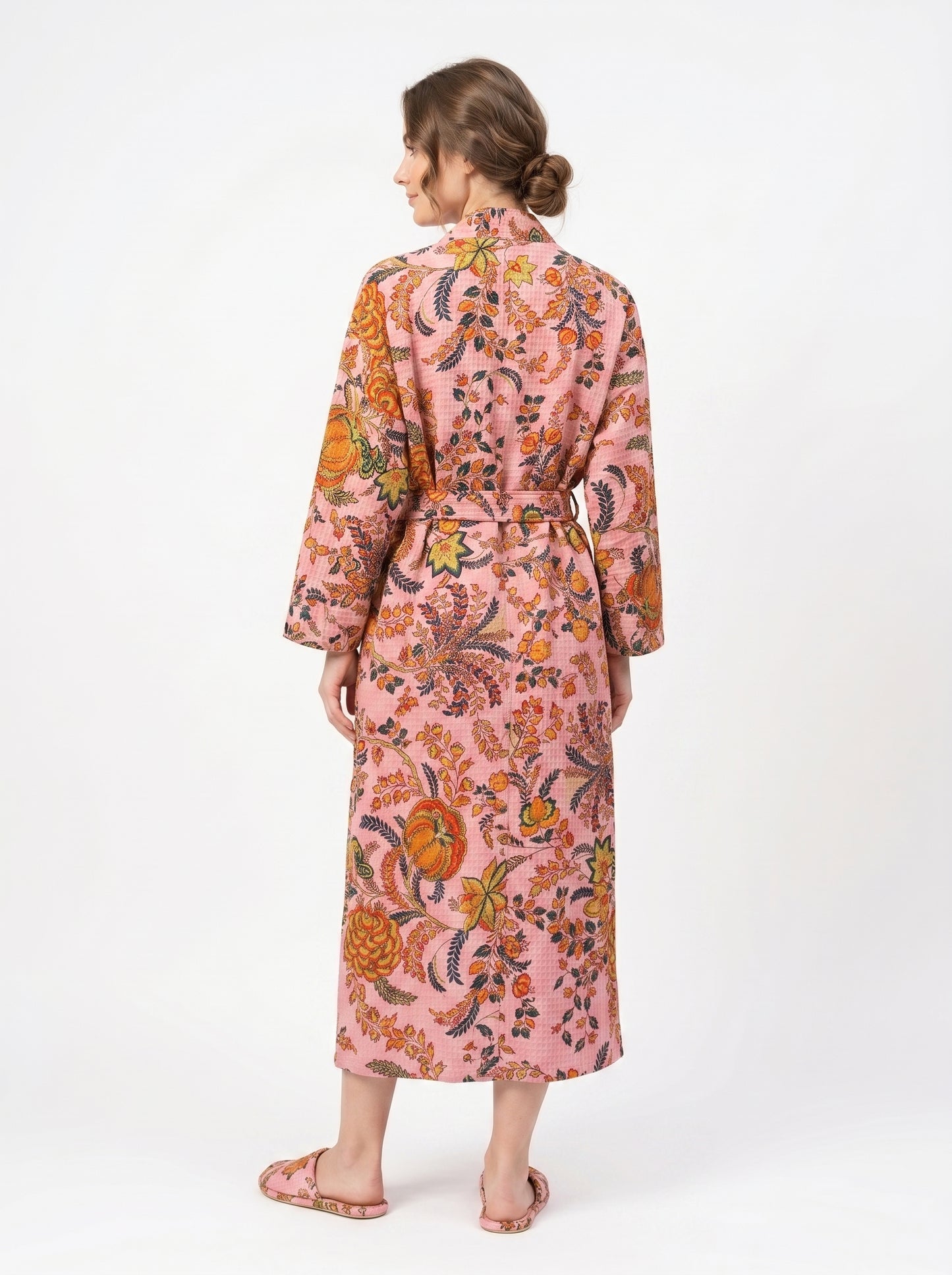 Pink Dream Vine Waffle Bathrobe – Luxury Spa Robe