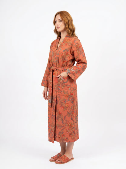Apricot Dream Vine Waffle Bathrobe – Luxury Spa Robe