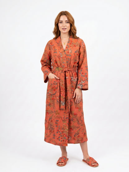 Apricot Dream Vine Waffle Bathrobe – Luxury Spa Robe
