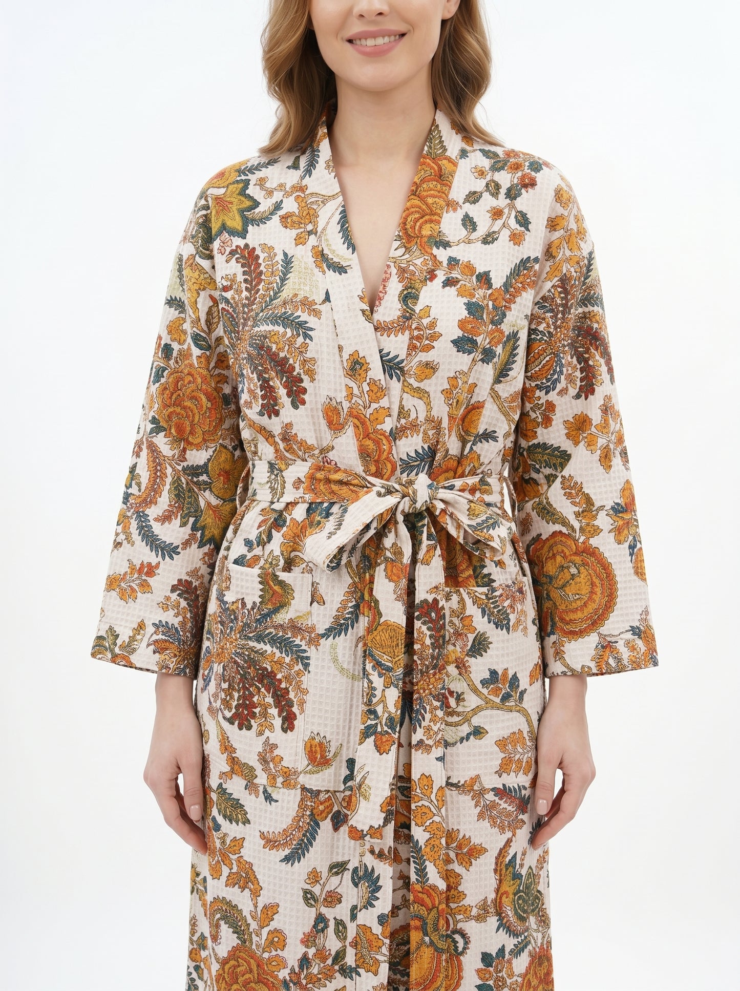 Snow White Drops Waffle Bathrobe – Luxury Spa Robe