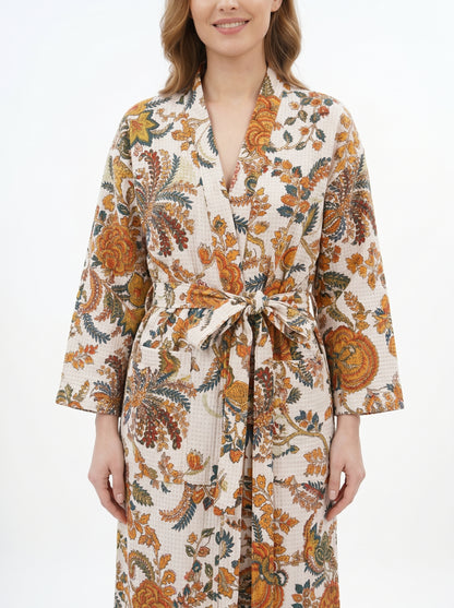 Snow White Drops Waffle Bathrobe – Luxury Spa Robe