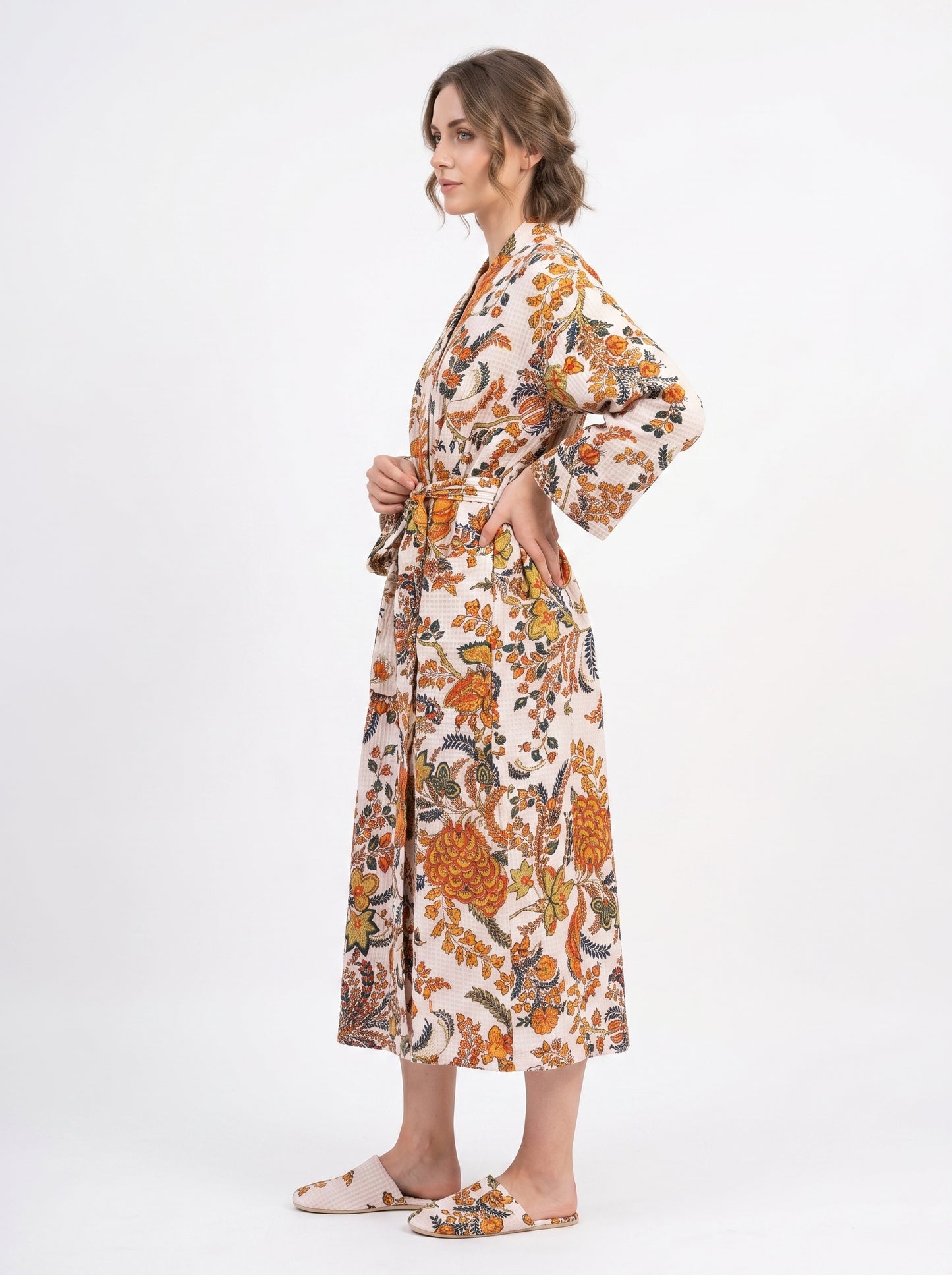 Snow White Drops Waffle Bathrobe – Luxury Spa Robe