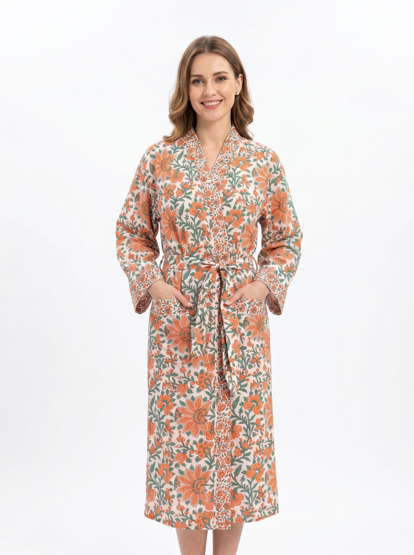 Floral 1013 Waffle Bathrobe – Luxury Spa Robe