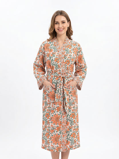 Floral 1013 Waffle Bathrobe – Luxury Spa Robe