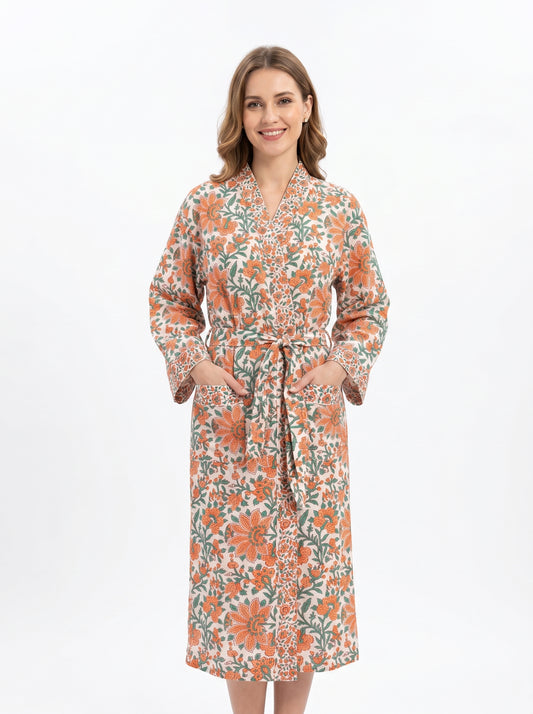 Floral 1013 Waffle Bathrobe – Luxury Spa Robe