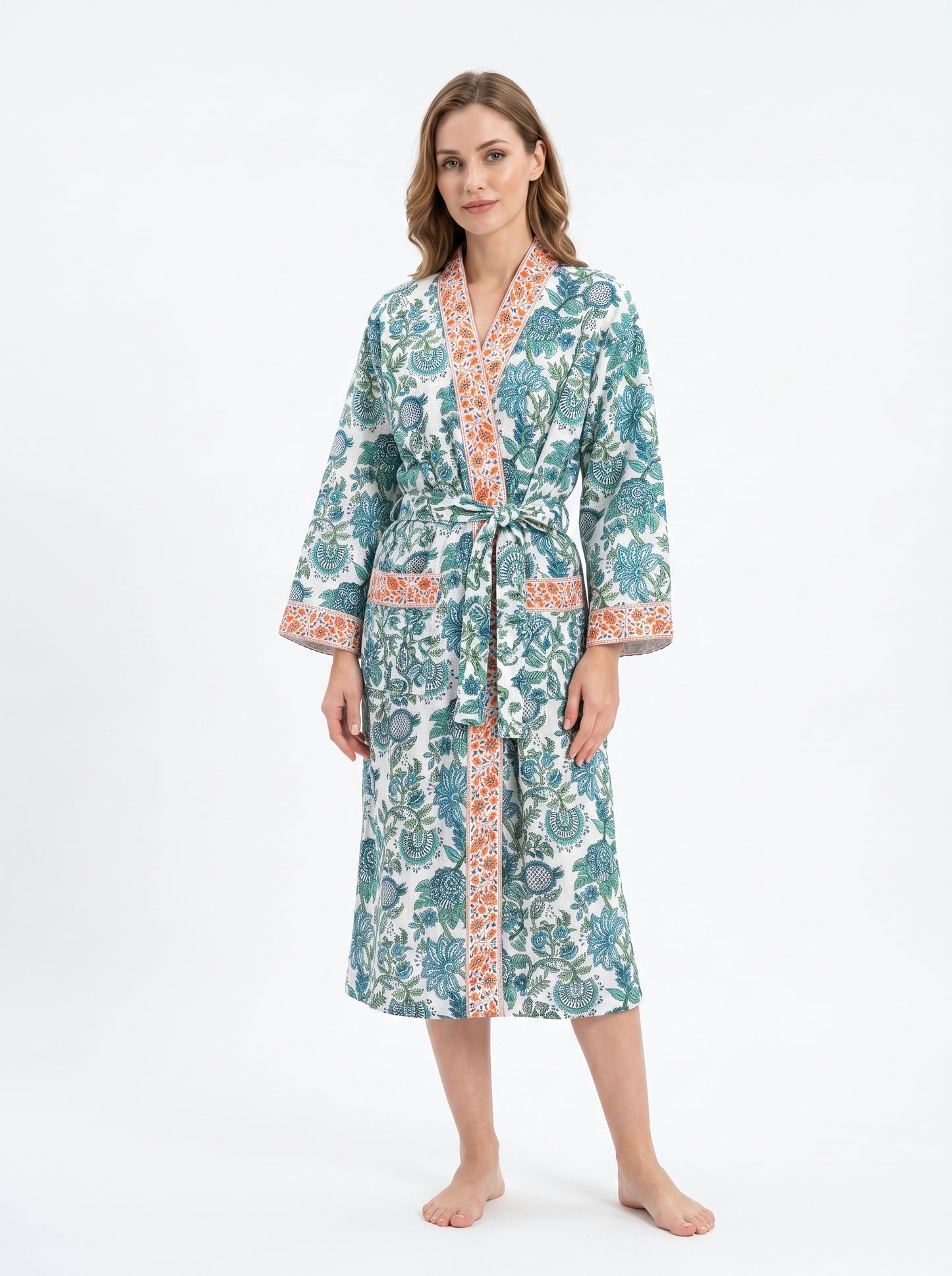 Floral 1016 Waffle Bathrobe – Luxury Spa Robe