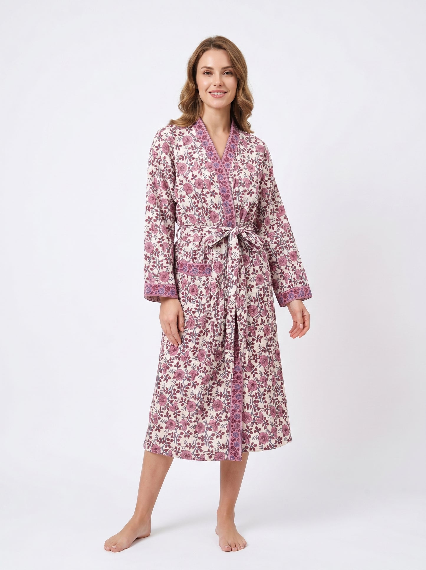 Floral 1017 Waffle Bathrobe – Luxury Spa Robe