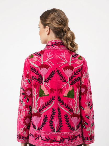 Women's 104 Suzani Reversible Velvet Jacket – Artistic Embroidered Statement Jacket
