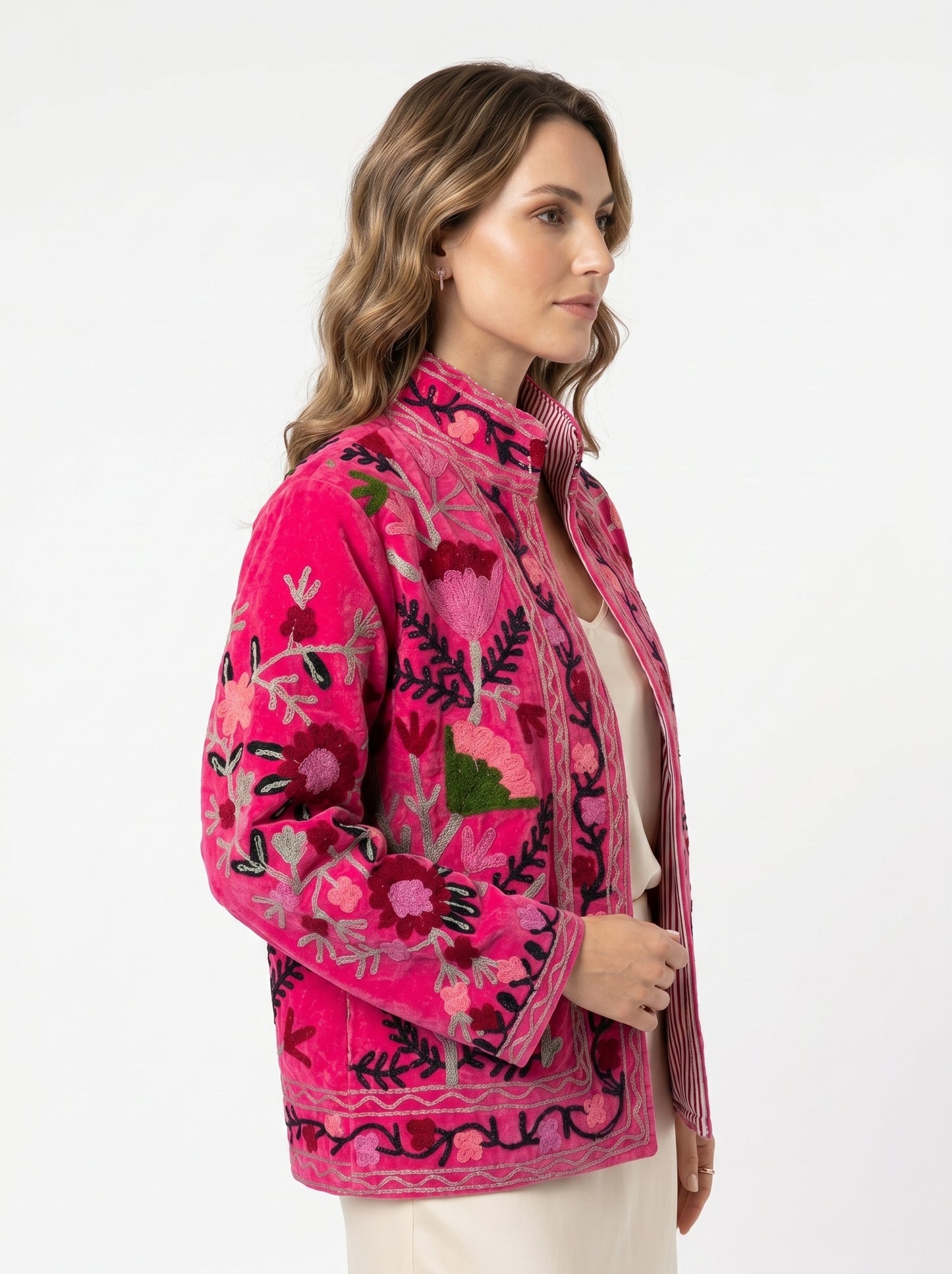 Women's 104 Suzani Reversible Velvet Jacket – Artistic Embroidered Statement Jacket