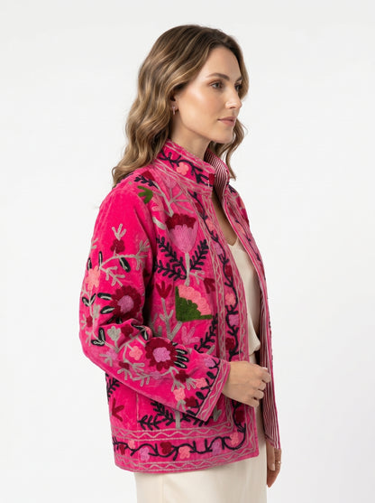 Women's 104 Suzani Reversible Velvet Jacket – Artistic Embroidered Statement Jacket
