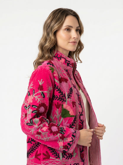 Women's 104 Suzani Reversible Velvet Jacket – Artistic Embroidered Statement Jacket