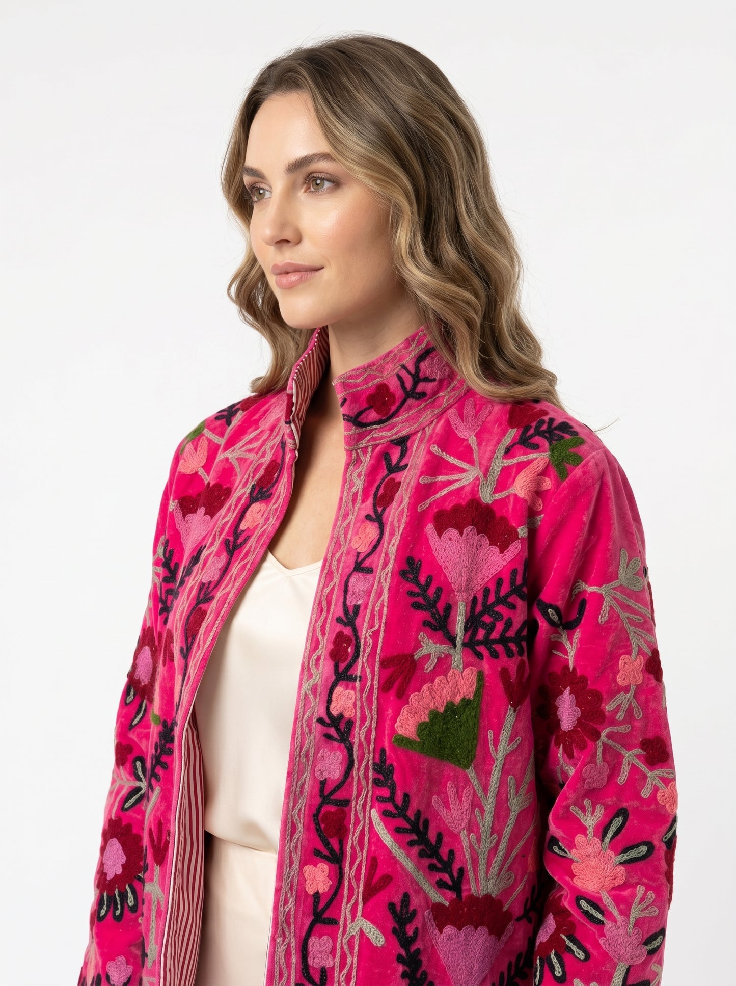 Women's 104 Suzani Reversible Velvet Jacket – Artistic Embroidered Statement Jacket