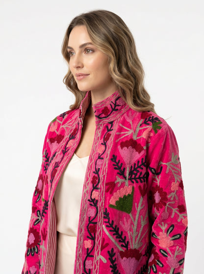 Women's 104 Suzani Reversible Velvet Jacket – Artistic Embroidered Statement Jacket