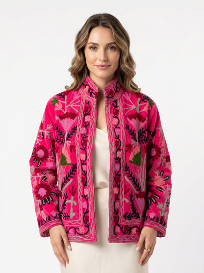 Women's 104 Suzani Reversible Velvet Jacket – Artistic Embroidered Statement Jacket
