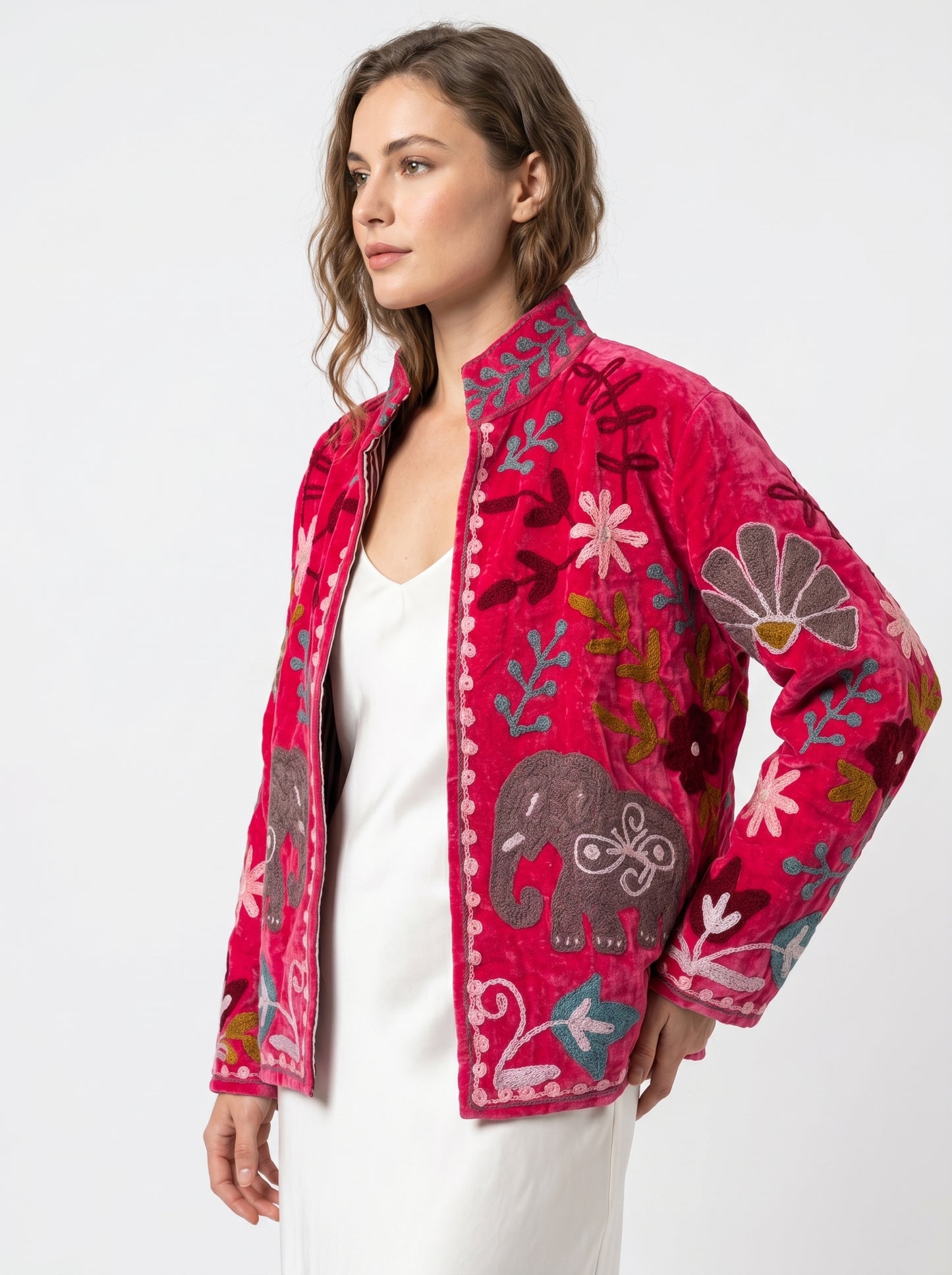 Women's 101 Suzani Reversible Velvet Jacket – Artistic Embroidered Statement Jacket
