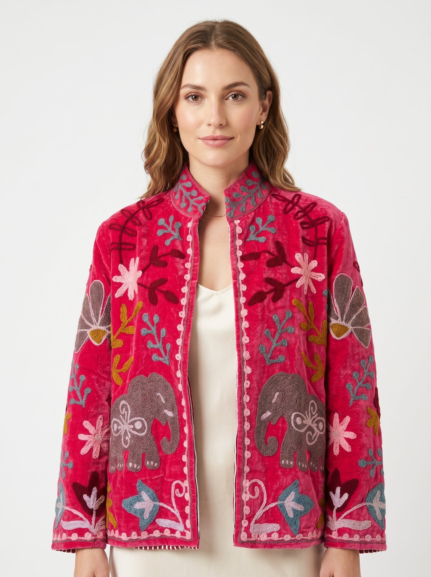 Women's 101 Suzani Reversible Velvet Jacket – Artistic Embroidered Statement Jacket