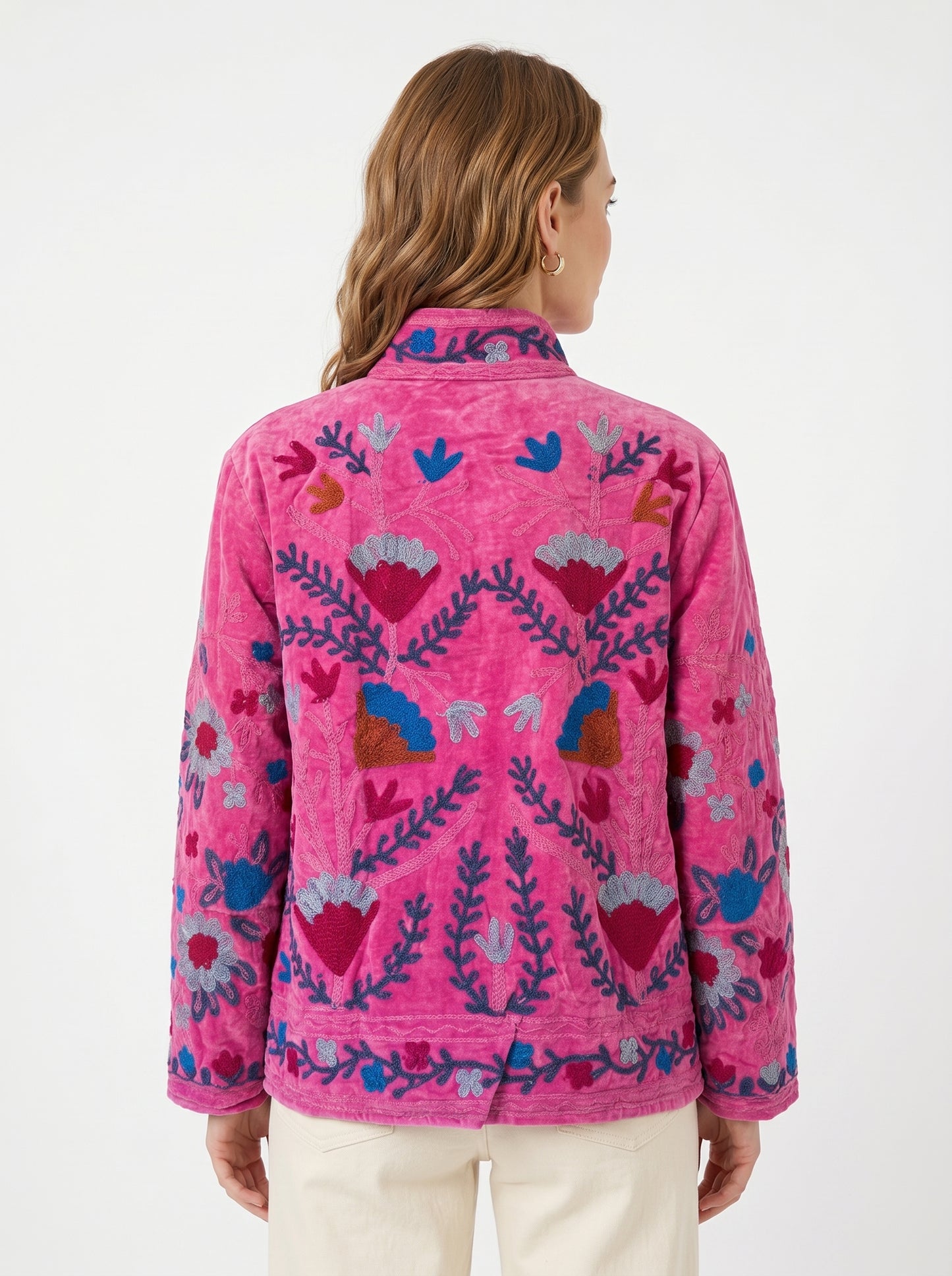 Women's 103 Suzani Reversible Velvet Jacket – Artistic Embroidered Statement Jacket