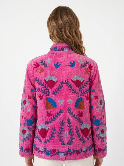 Women's 103 Suzani Reversible Velvet Jacket – Artistic Embroidered Statement Jacket