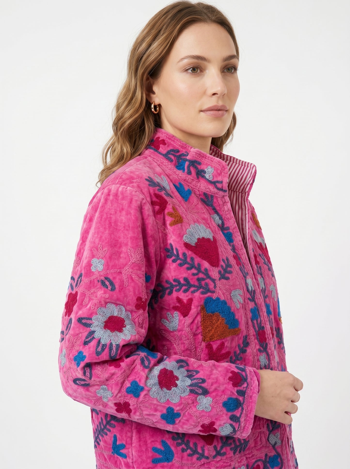 Women's 103 Suzani Reversible Velvet Jacket – Artistic Embroidered Statement Jacket