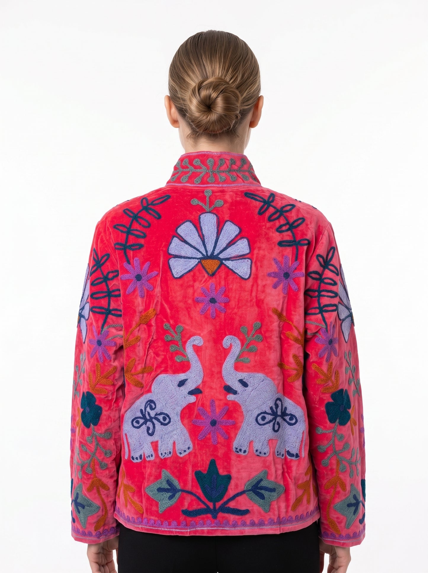 Women's 105 Suzani Reversible Velvet Jacket – Artistic Embroidered Statement Jacket
