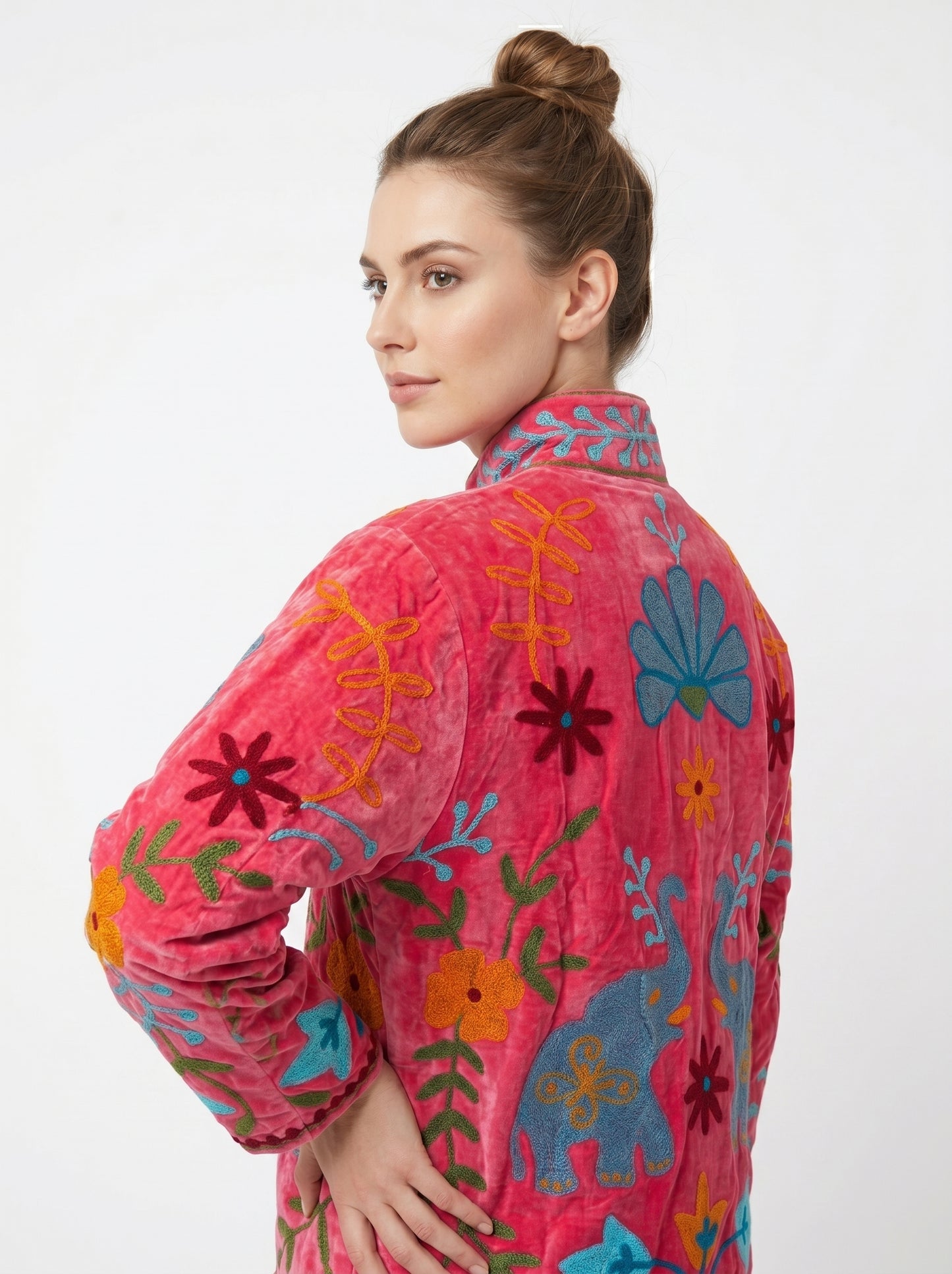Women's 108 Suzani Reversible Velvet Jacket – Artistic Embroidered Statement Jacket