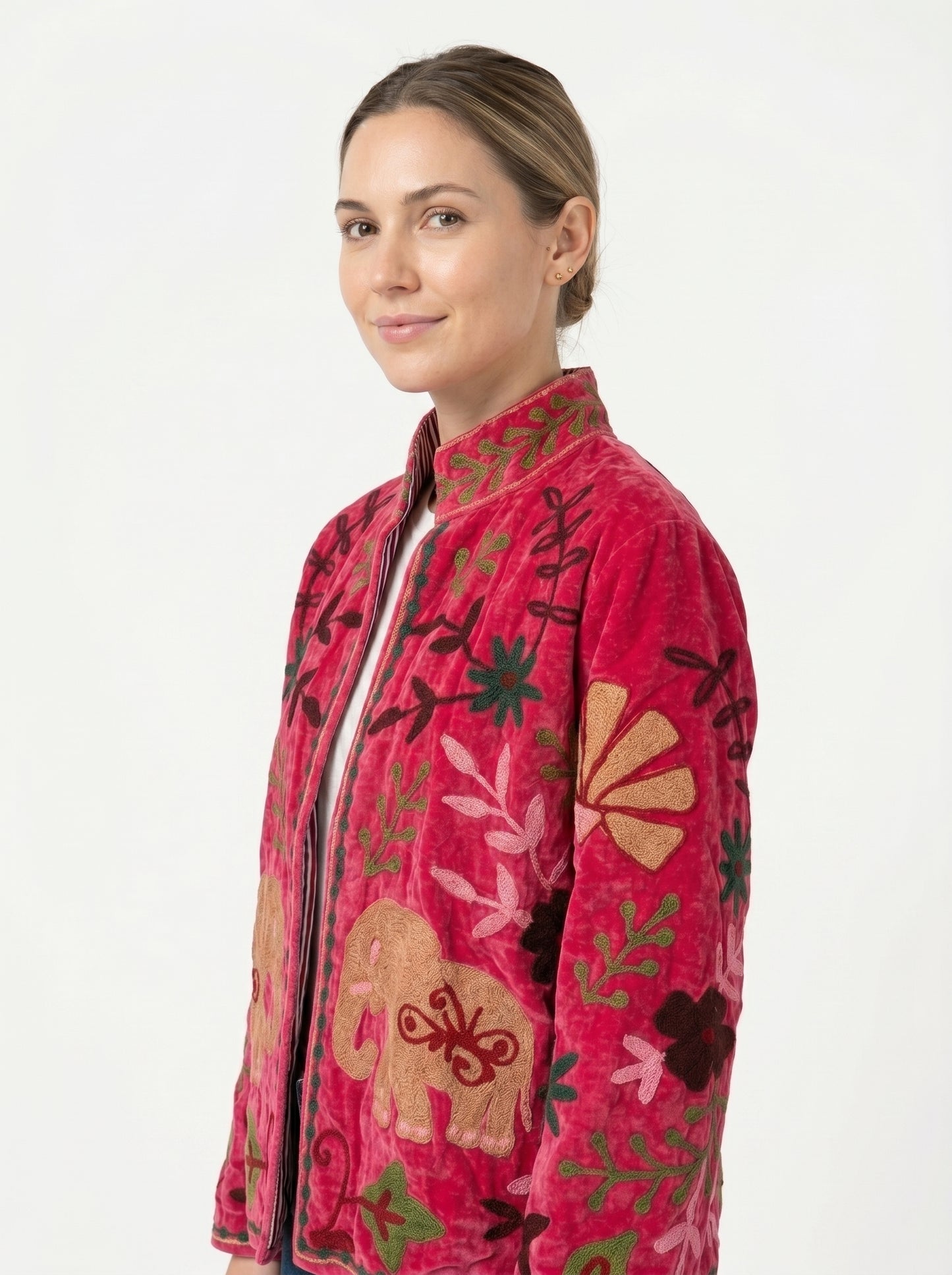 Women's 106 Suzani Reversible Velvet Jacket – Artistic Embroidered Statement Jacket