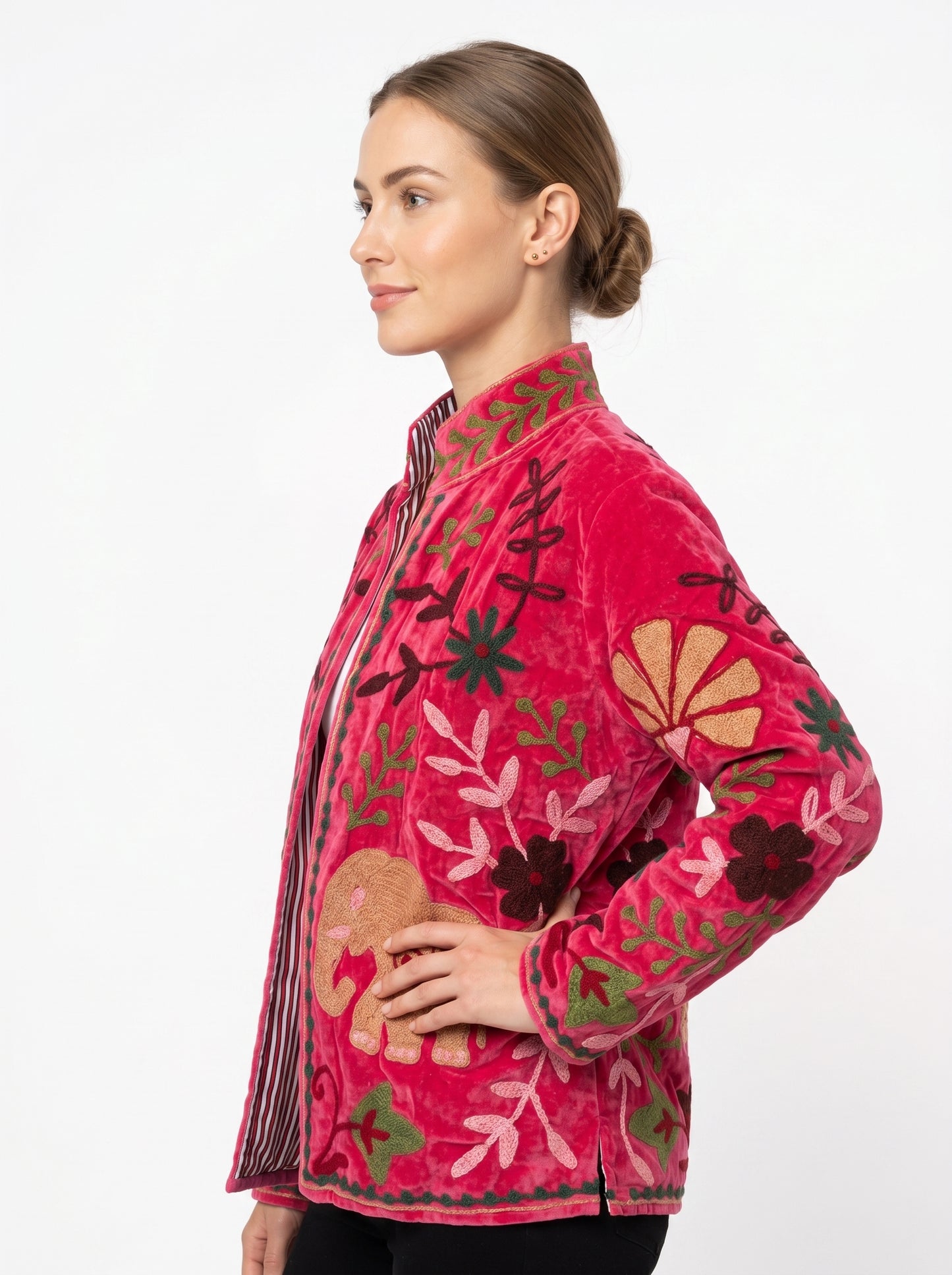 Women's 106 Suzani Reversible Velvet Jacket – Artistic Embroidered Statement Jacket