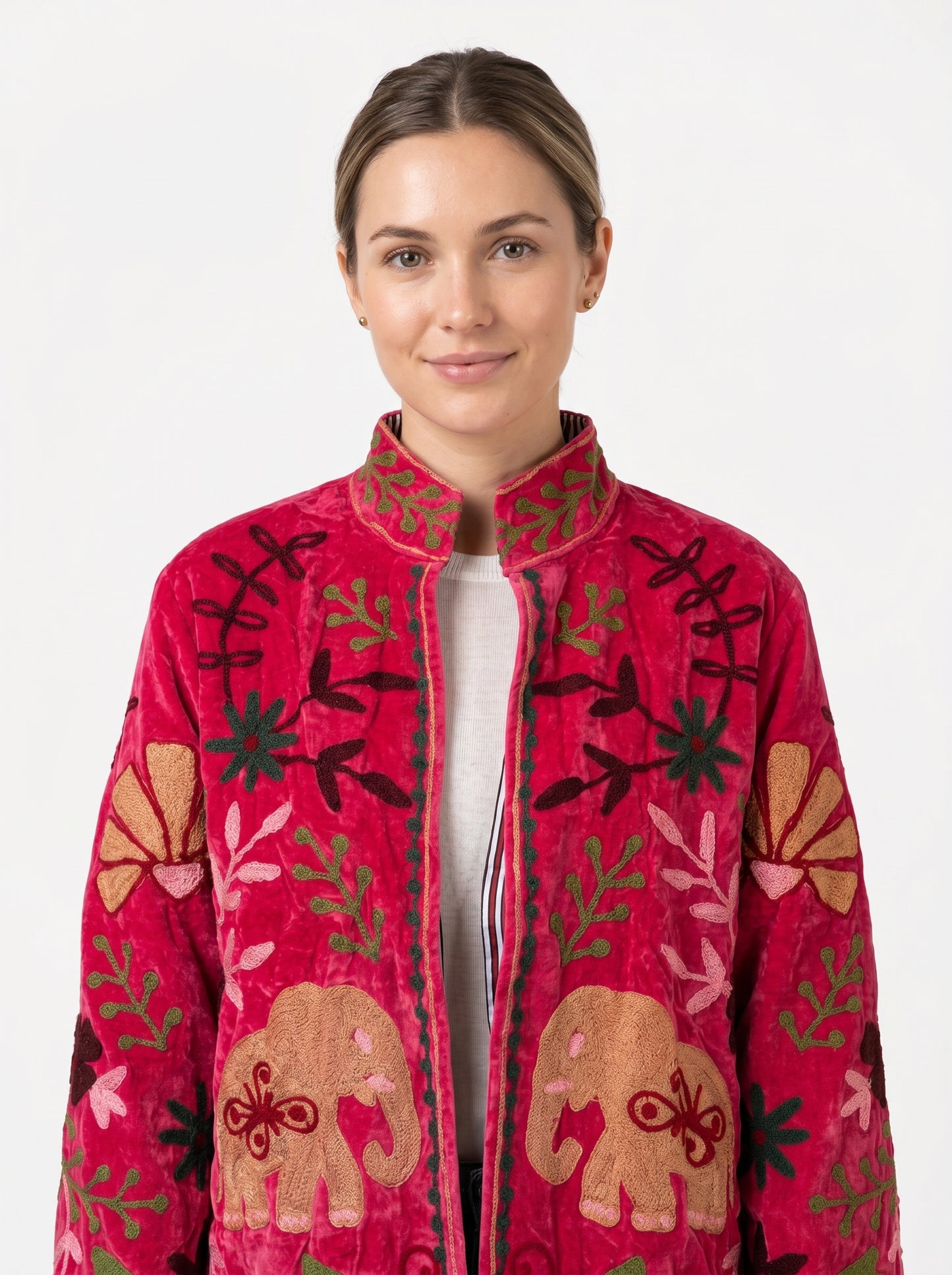 Women's 106 Suzani Reversible Velvet Jacket – Artistic Embroidered Statement Jacket