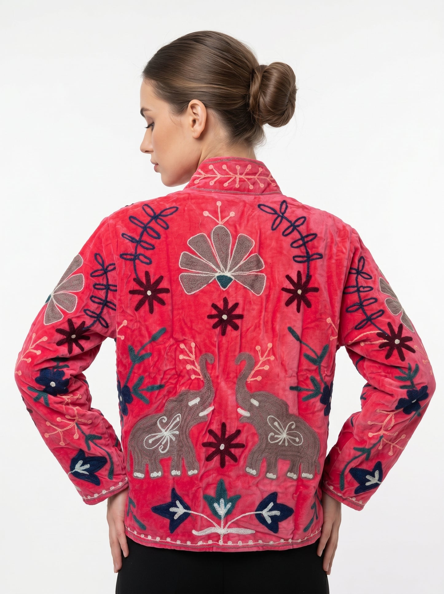 Women's 107 Suzani Reversible Velvet Jacket – Artistic Embroidered Statement Jacket
