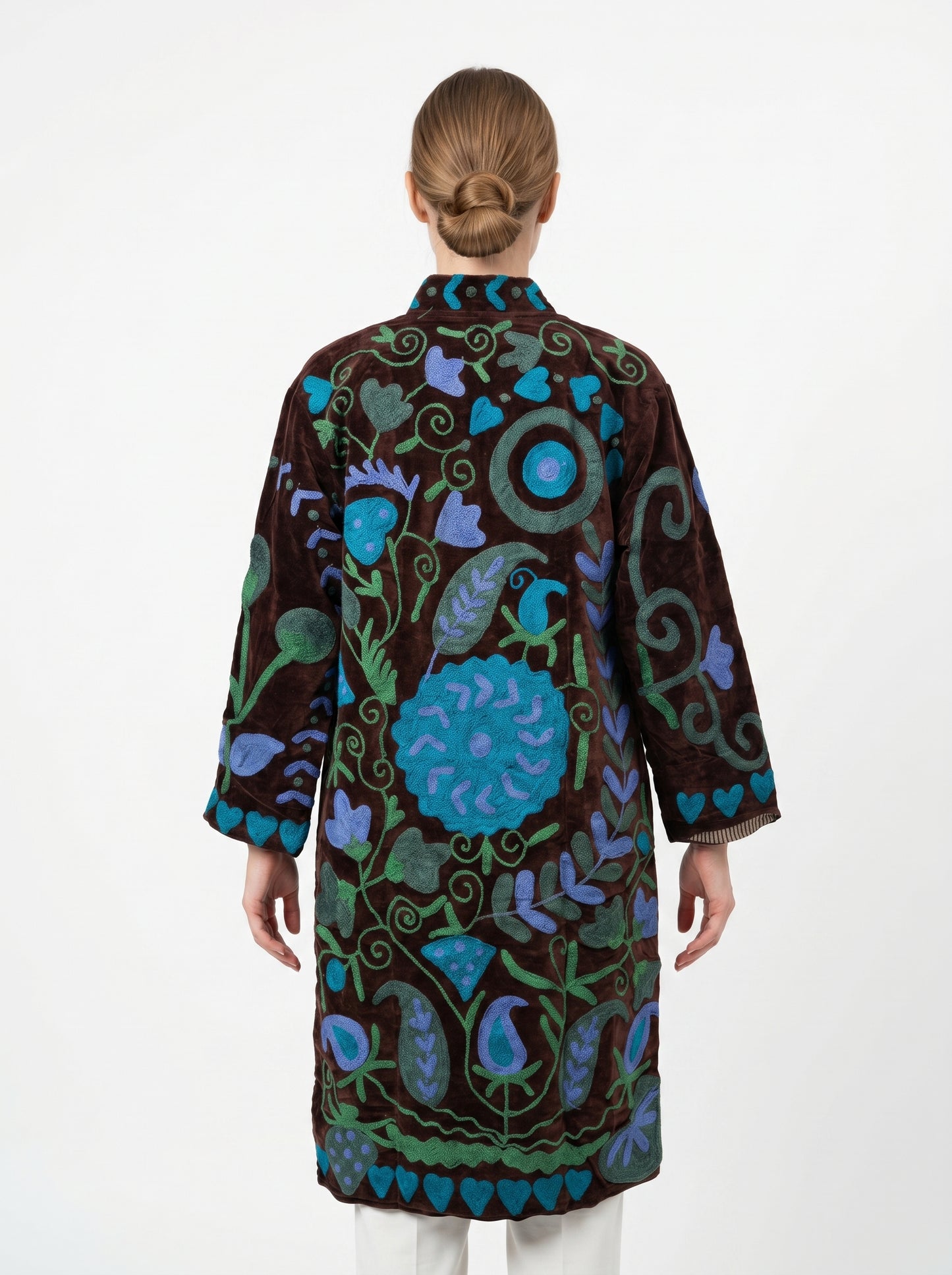 Women's 1011 Suzani Reversible Velvet Jacket – Artistic Embroidered Statement Jacket