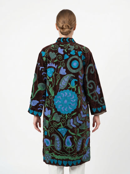 Women's 1011 Suzani Reversible Velvet Jacket – Artistic Embroidered Statement Jacket
