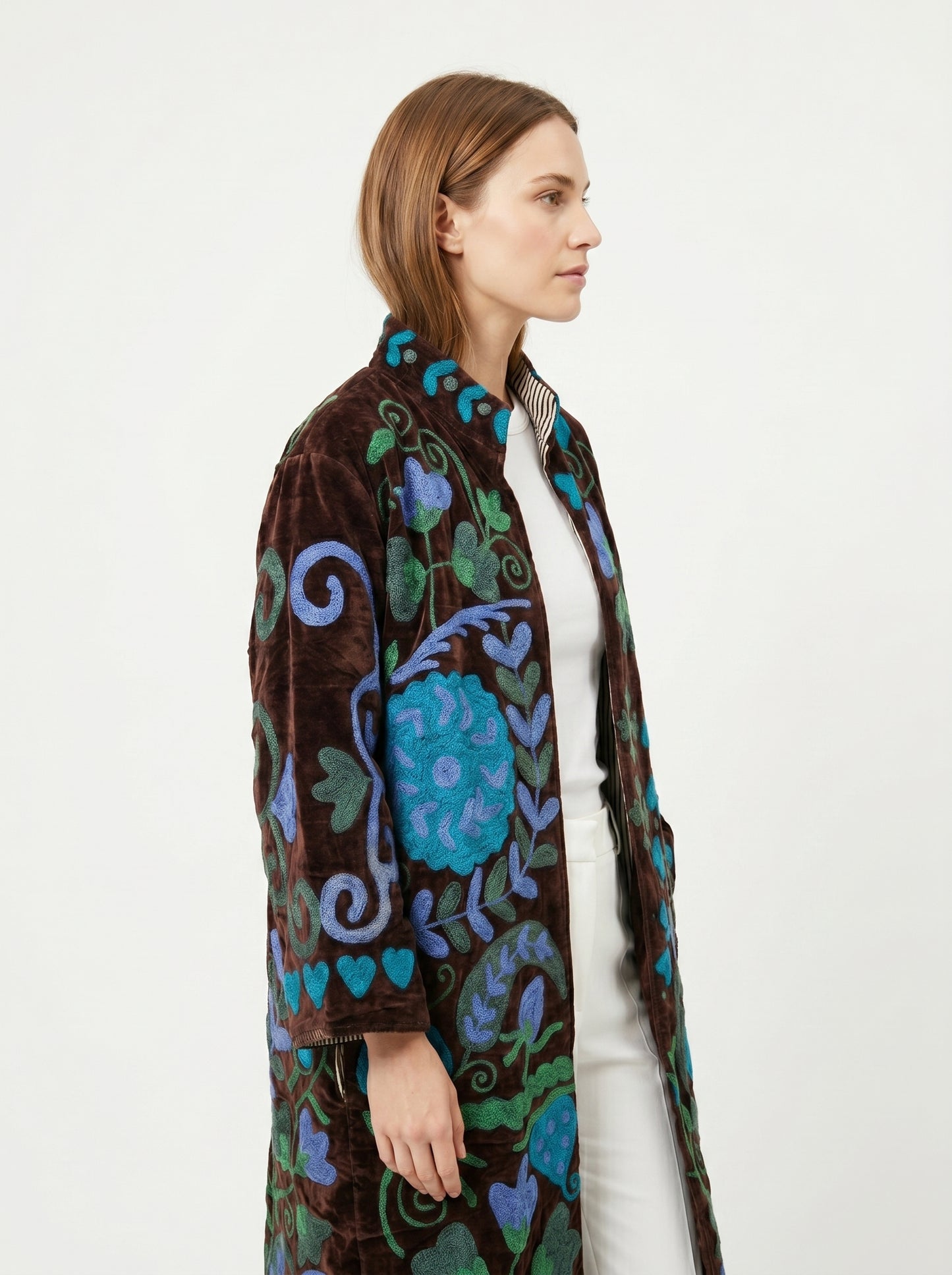 Women's 1011 Suzani Reversible Velvet Jacket – Artistic Embroidered Statement Jacket