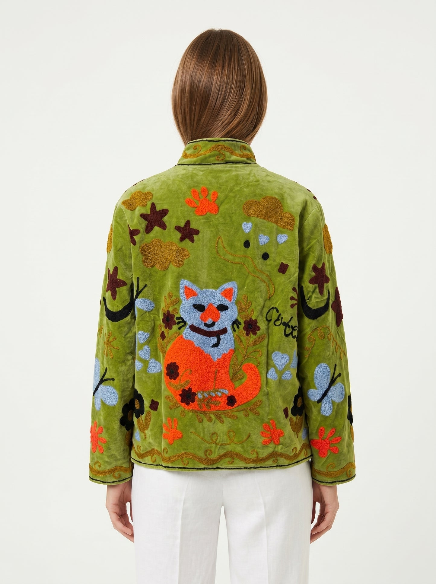Women's 1012 Suzani Reversible Velvet Jacket – Artistic Embroidered Statement Jacket