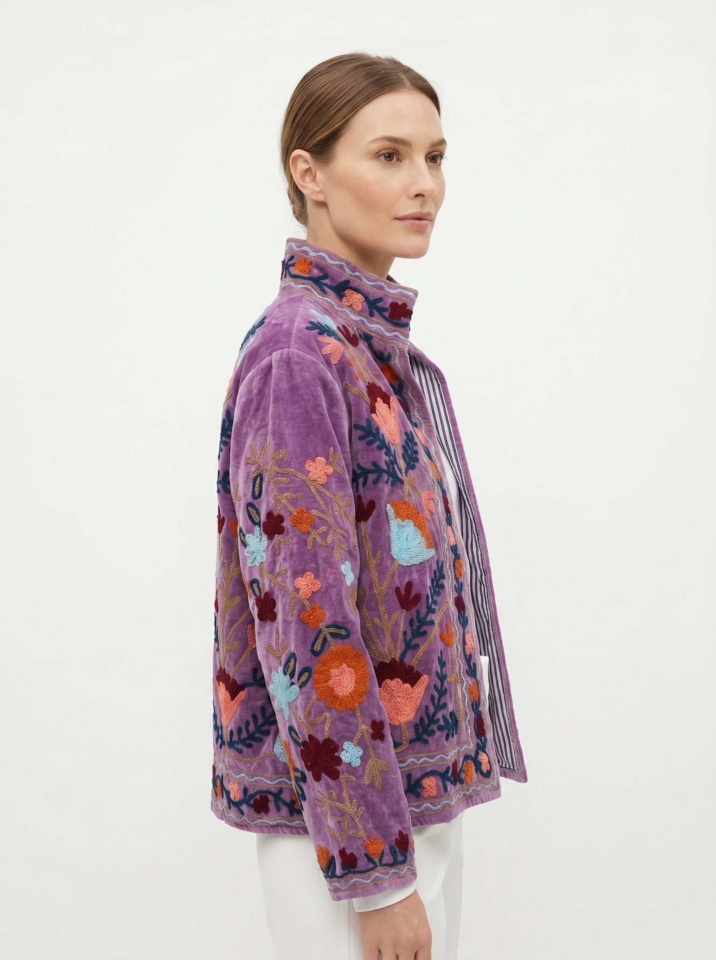 Women's 1015 Suzani Reversible Velvet Jacket – Artistic Embroidered Statement Jacket