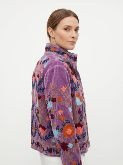 Women's 1015 Suzani Reversible Velvet Jacket – Artistic Embroidered Statement Jacket